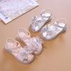 Kids Sandals for Girls 2024 Summer Princess Sequins Butterfly Flat Sandals Fashion Causal Cut-outs Children Wedding Dress Sandal