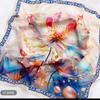 70X70 Spring, Summer And Autumn Square Scarf Silk Scarf Decoration Pastoral Tie-Dye Hair Cut Flower Scarf Headgear