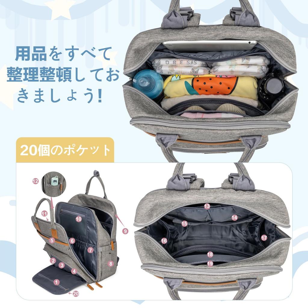 Рюкзак-сумка для подгузников с 23 большими 23 карманами, вместимостью, карманами, ковриком для смены подгузников и креплением для коляски, идеально подходит для парка и ребенка [greentaya]