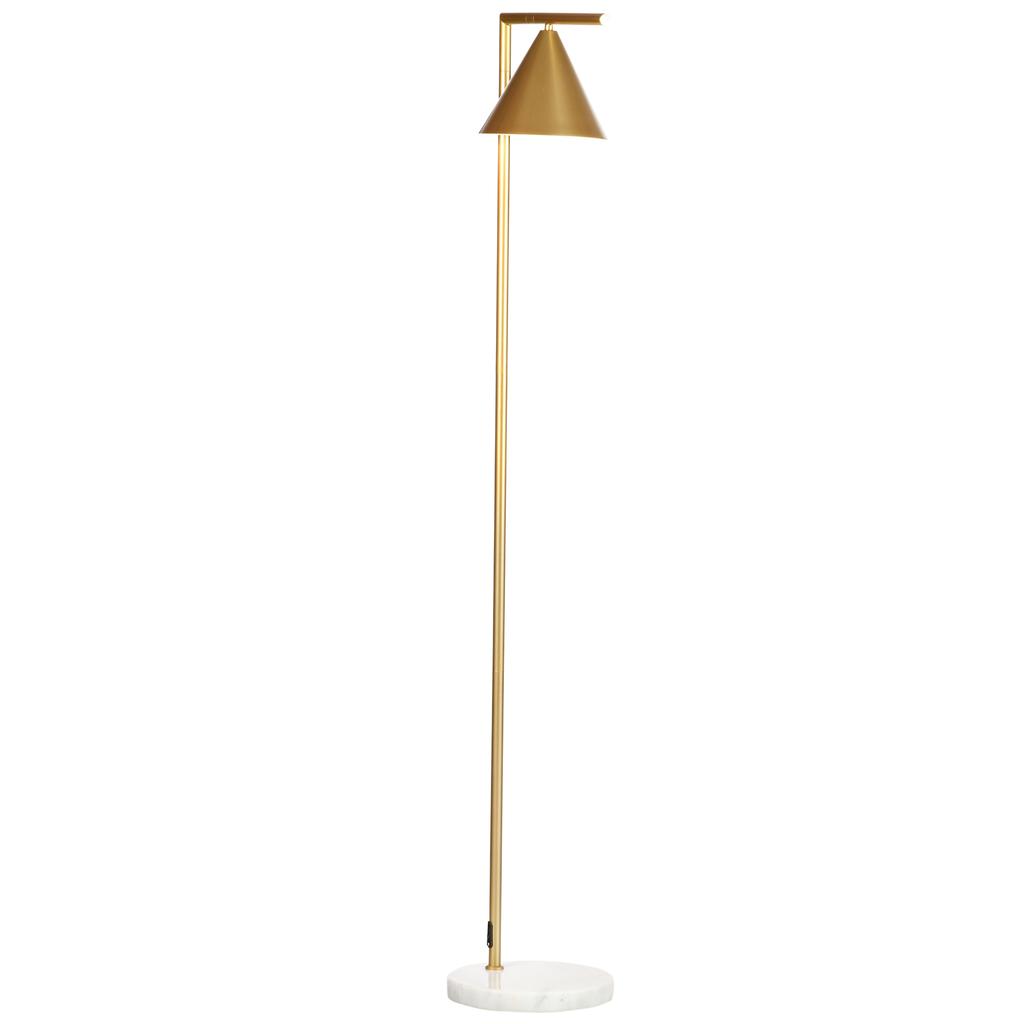 Floor Lamp for Living Room in Steel with Adjustable Conical Lampshade Marble Base 40W 35 x 26 x 153 cm Gold