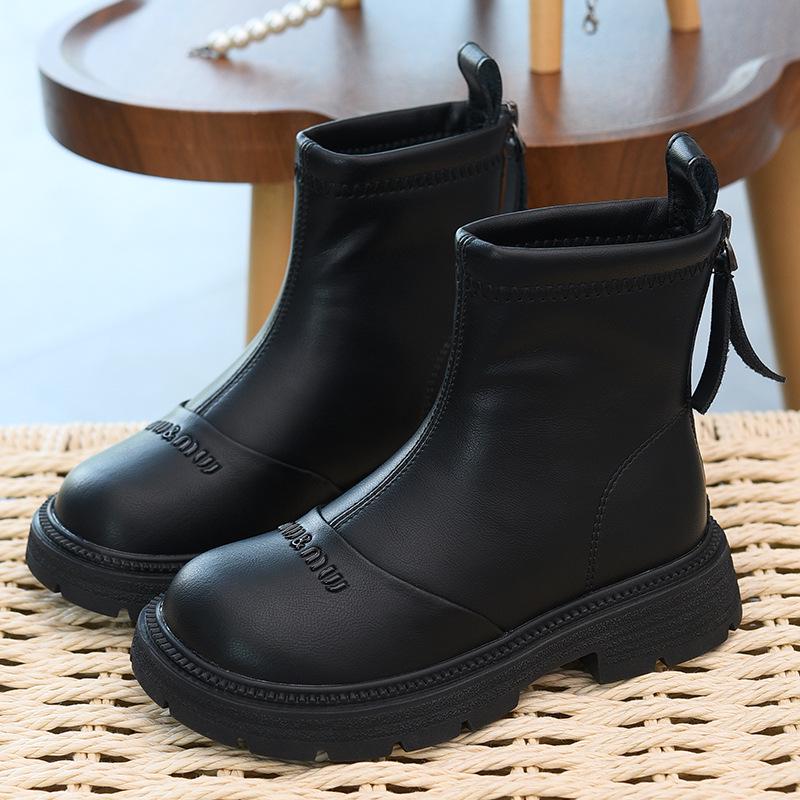 Водонепроницаемые кожаные хлопковые ботинки для девочек - Осень/Зима 2025 Стиль Мартин