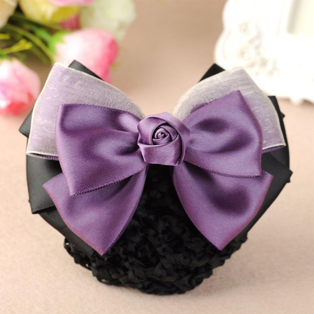 Women Ladies Rose Ladies Barrette Headwear Hair Clip Snood Bow Hair Net Hairgrips