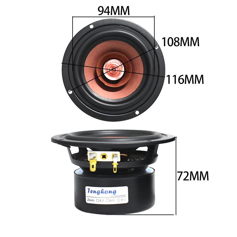 Tenghong 1pcs 4 Inch Bookshelf Speaker 4 Ohm 8 Ohm 30W HIFI Bullet Full Range Audio Speakers For Home Theater Loudspeaker DIY