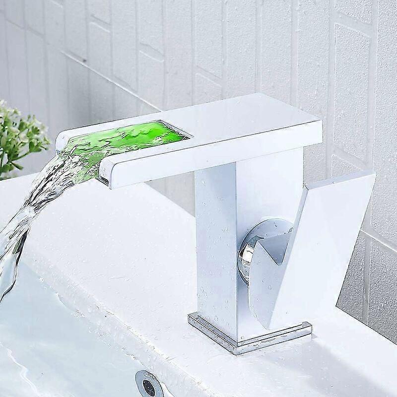 LED Bathroom Faucet (White) Hot Cold Countertop Sink Basin Bathroom Faucet
