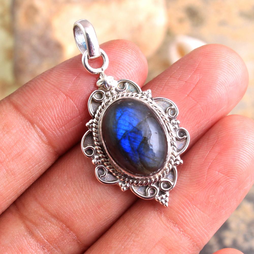 Подвеска Рейки, Подвеска из лабрадорита, розового кварца и лунного камня, Ювелирное изделие ручной работы из стерлингового серебра 925 пробы, Подвеска для исцеления кристаллами, Серебряное ювелирное изделие