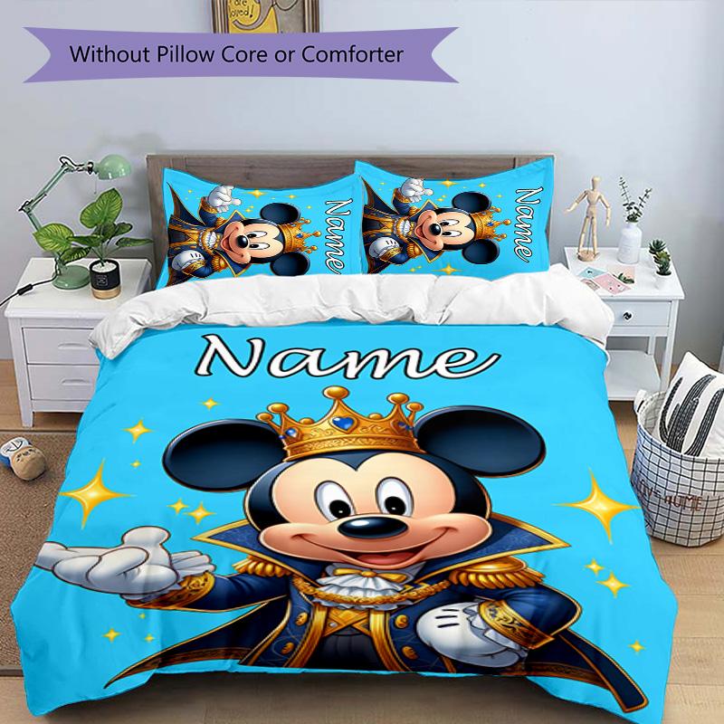 3pcs Mickey13 Cover Set - Personalized Name, HD Printed Bedding with 1 Cover and 2 Pillowcases - Perfect for Home Decor, Easy Care