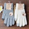 Touch Screen Gloves for Winter Couples with Thick Woolen Yarn Anti Slip Riding Finger Insulation Knitted Warm Gloves