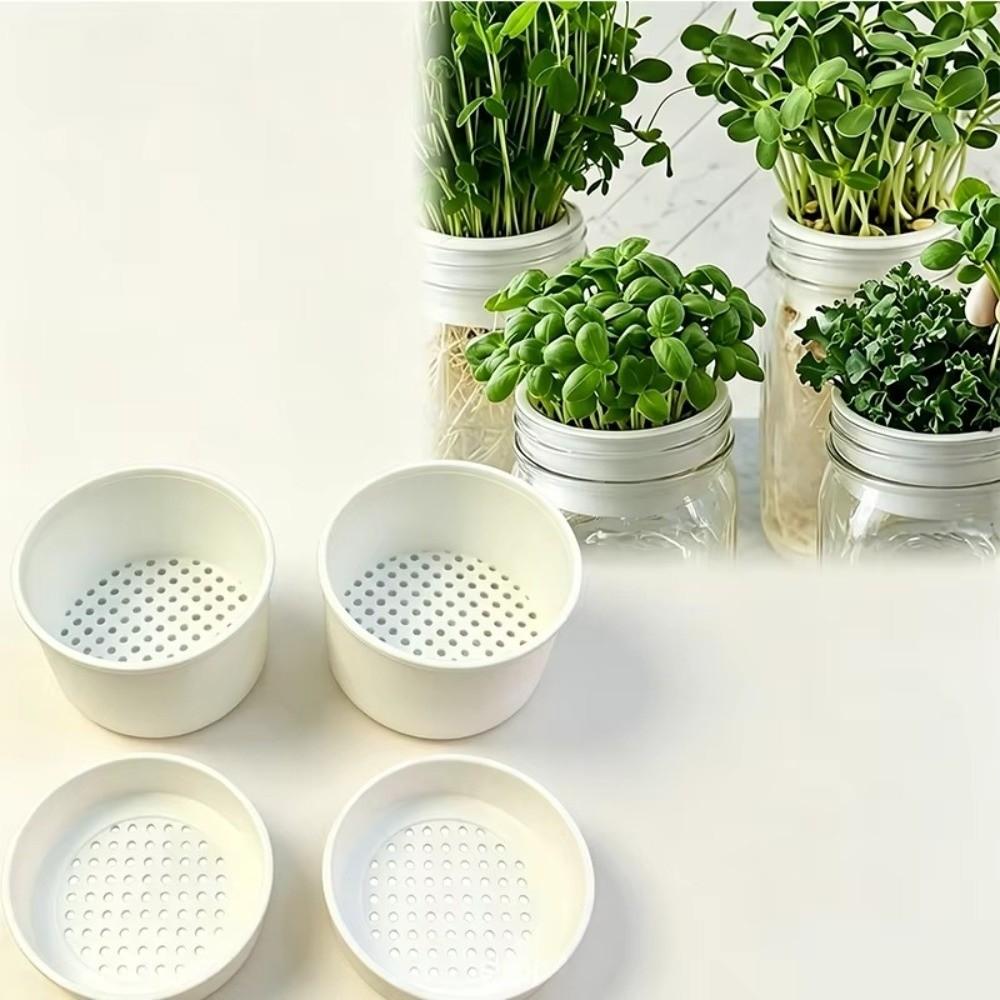 2/4pcs Plastic Jar Sprouting Lids Shallow Disc Sprout Growing Trays Microgreens Growing Kit
