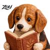 Decorative Bookend Companion Reading Dog Figurine, Cute Book Loving Puppy Sculpture for Bookshelf Lover Gift Nook Desk, and Lovers Unique Readers