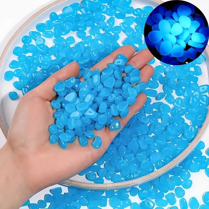 200Pcs Glow in the Dark Garden Pebbles For Sidewalk Garden Terrace Lawn Garden Patio Fish Tank Aquarium Decoration Glow Stone