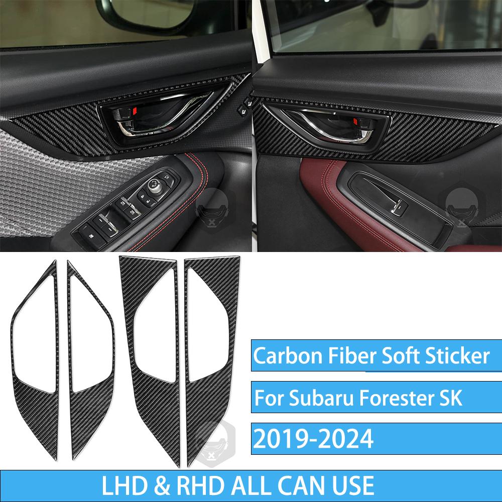 Real Carbon Fiber Car Accessories Gear Air Vent Set Trim Cover Soft Sticker For Subaru Forester SK      2024