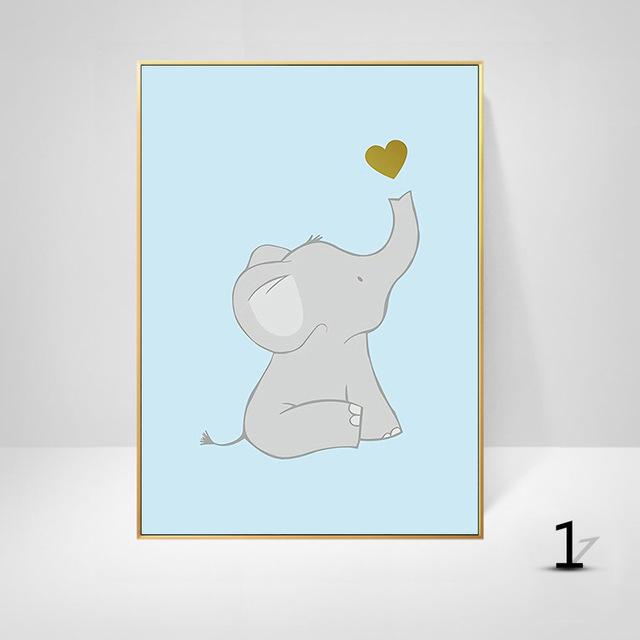 Ins свежий стиль современный мультяшный слон кролик овца комната декоративная HD подвесная картина Cuadros Decoracion салон холст искусство