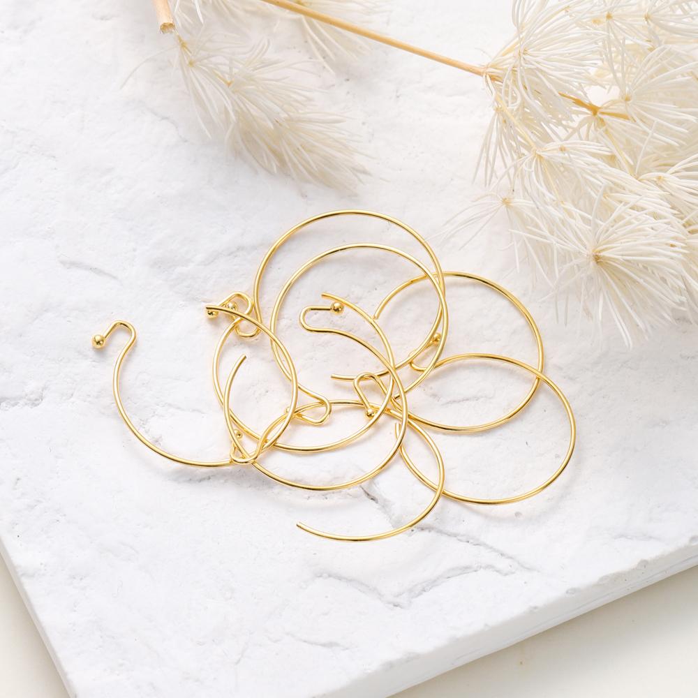 20pcs/lot 14K 18K Gold Plated Hoop Earring Hooks Ear Wire Findings For DIY Making Earrings Jewelry Accessories Wholesale