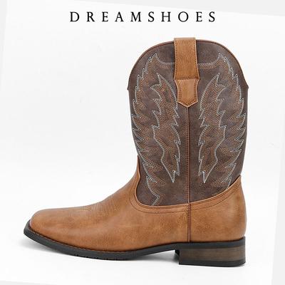 Мужские полусапоги, вышивка, ретро, ручная работа, мужские сапоги, ковбойские сапоги в западном стиле, сапоги с острым носком, ручная строчка, уличная мужская обувь