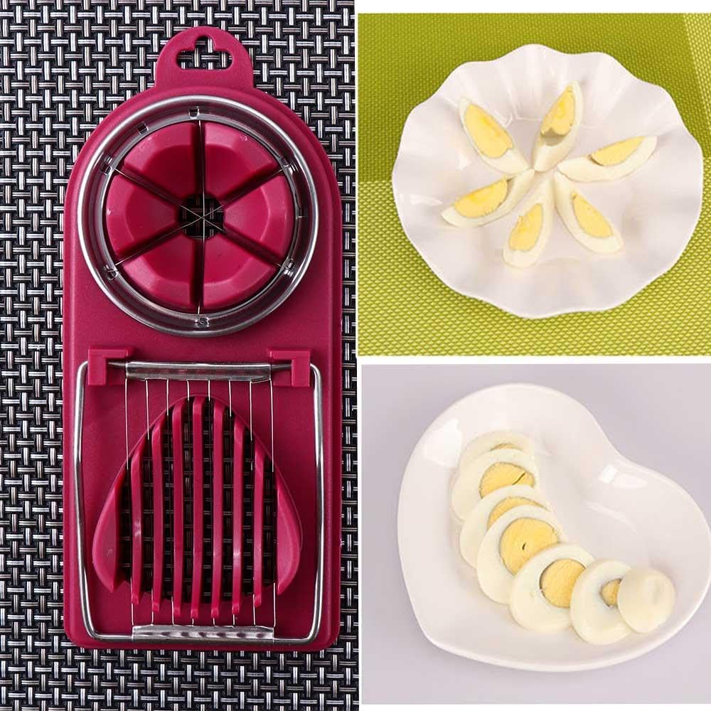 2 в 1 Яйцерезка Многофункциональная Нержавеющая сталь Яйцерезка Бытовая Колбаса Консервированное яйцо Резак Артефакт Кухонные гаджеты