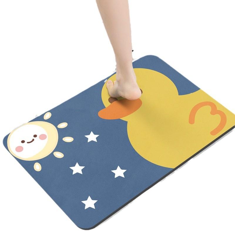Diatom Mud Mat Toilet Cartoon Top Restroom Mat Non-slip Moisture-wicking Quick Drying Home Toilet Door Bathroom Pad