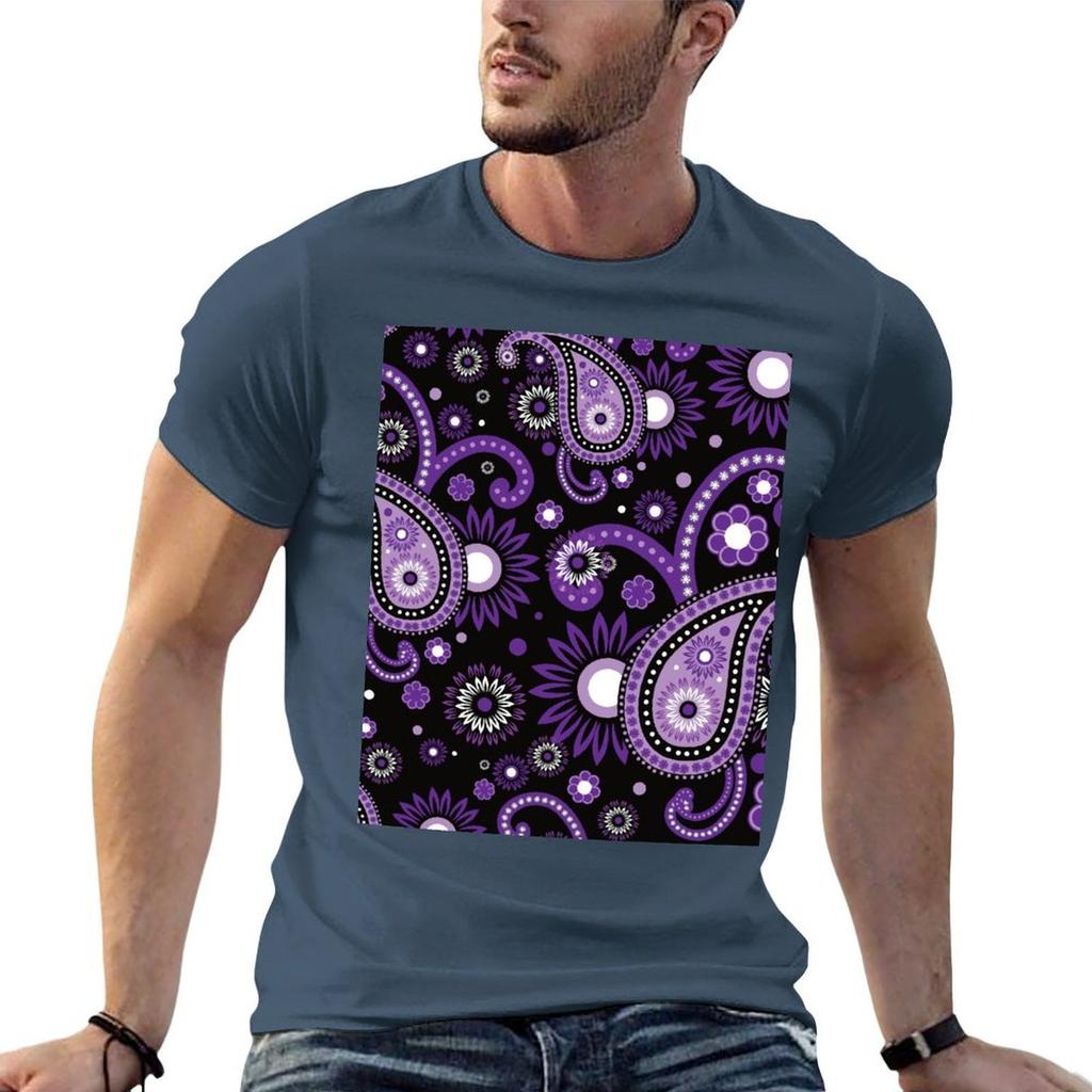 Violet And Purple Paisley Tshirt T Shirts For Unisex Slim Fit T Shirt Unisex 100 Cotton Luxury Brand Unisex T Shirt Designer Tshirt