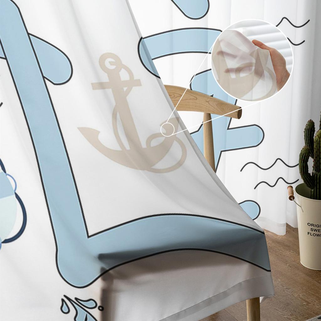 Синяя лодка якорь озеро жизнь оконная обработка тюль современные прозрачные шторы для кухни гостиная спальня шторы украшение