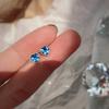 925 Sterling Silver Plated Edged Sapphire Heart Stud Earrings Women Light Luxury Jewelry