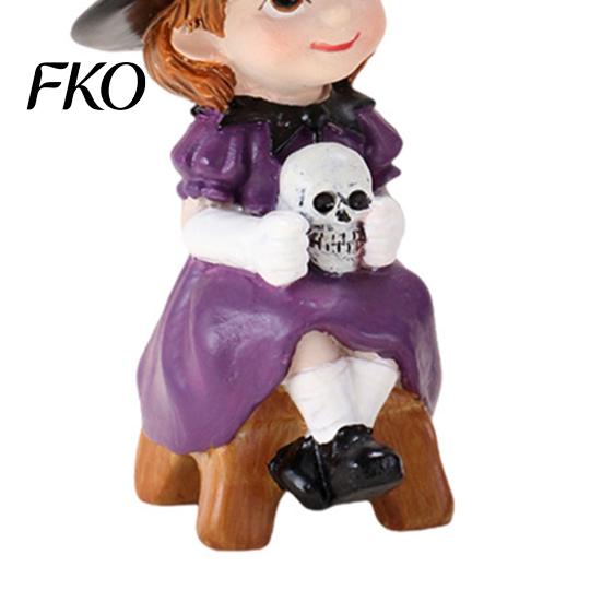 Resin Witch Collectibles 2PCS Purple Statues, Halloween Ornaments, Miniature Cute Table Decor Scenes Figurines, for Home Desktop Decoration