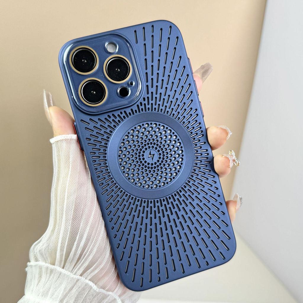 Дышащий сетчатый чехол для iPhone15Pro и 14Pro с функцией рассеивания тепла, магнитная зарядка, защитное покрытие с приятными на ощупь свойствами.