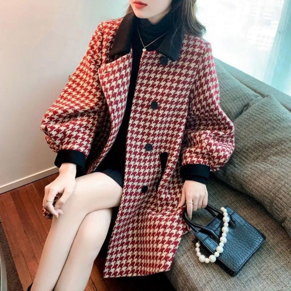 Elegant and Warm Woolen Coat for Women with Belt Design