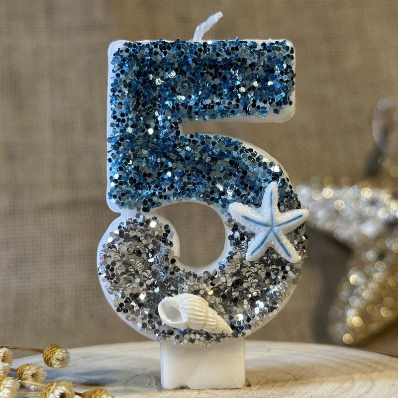 Цифровая свеча для торта на день рождения Украшение для торта Празднование вечеринки Океан Креативный Ручная работа Сделай сам