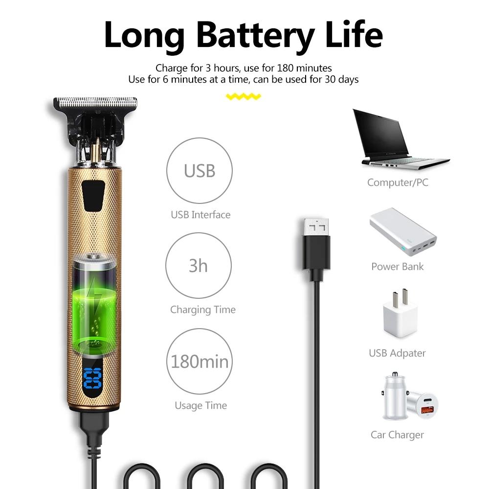 Vintage T9 Electric Cordless Hair Cutting Machine Professional Hair Barber Trimmer For Men Clipper Shaver Beard Lighter