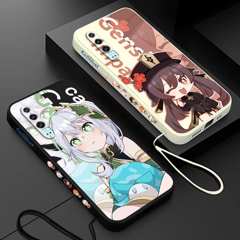 Genshin Impact Nahida HUTAO For Huawei Y9S Y9A Y9 Y6 Nova Y70 9 8 P50 P40 P30 P20 Pro Lite E 5G Liquid Left Rope Phone Case