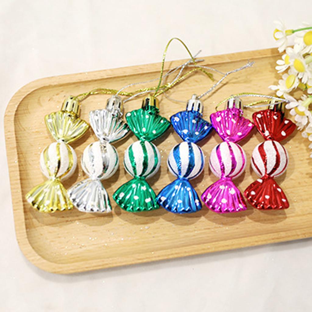 6 шт. подвесок на елку, разноцветные маленькие круглые конфеты, подарочные коробки для рождественского украшения, гальванизированные конфетные муляжи, украшения для витрины прилавка