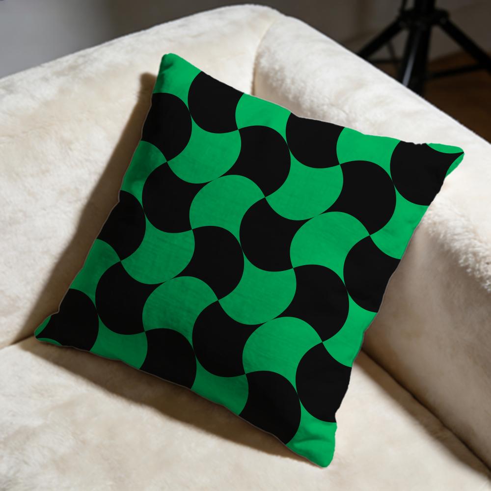 Black and Green Cushion Cover Soft Decorative Pillow Case Suitable for Bedroom Sofa Car Travel Use