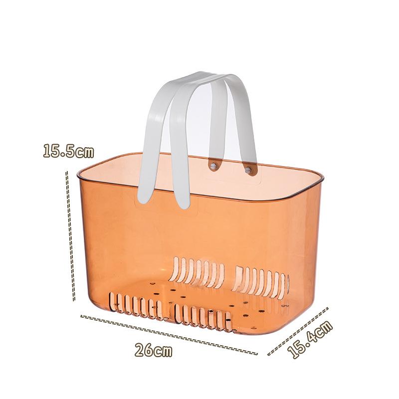 Корзина для хранения в ванной с полым дном и прозрачными ручками, легко сливаемая корзина для плавания, прочная переносная корзина-органайзер