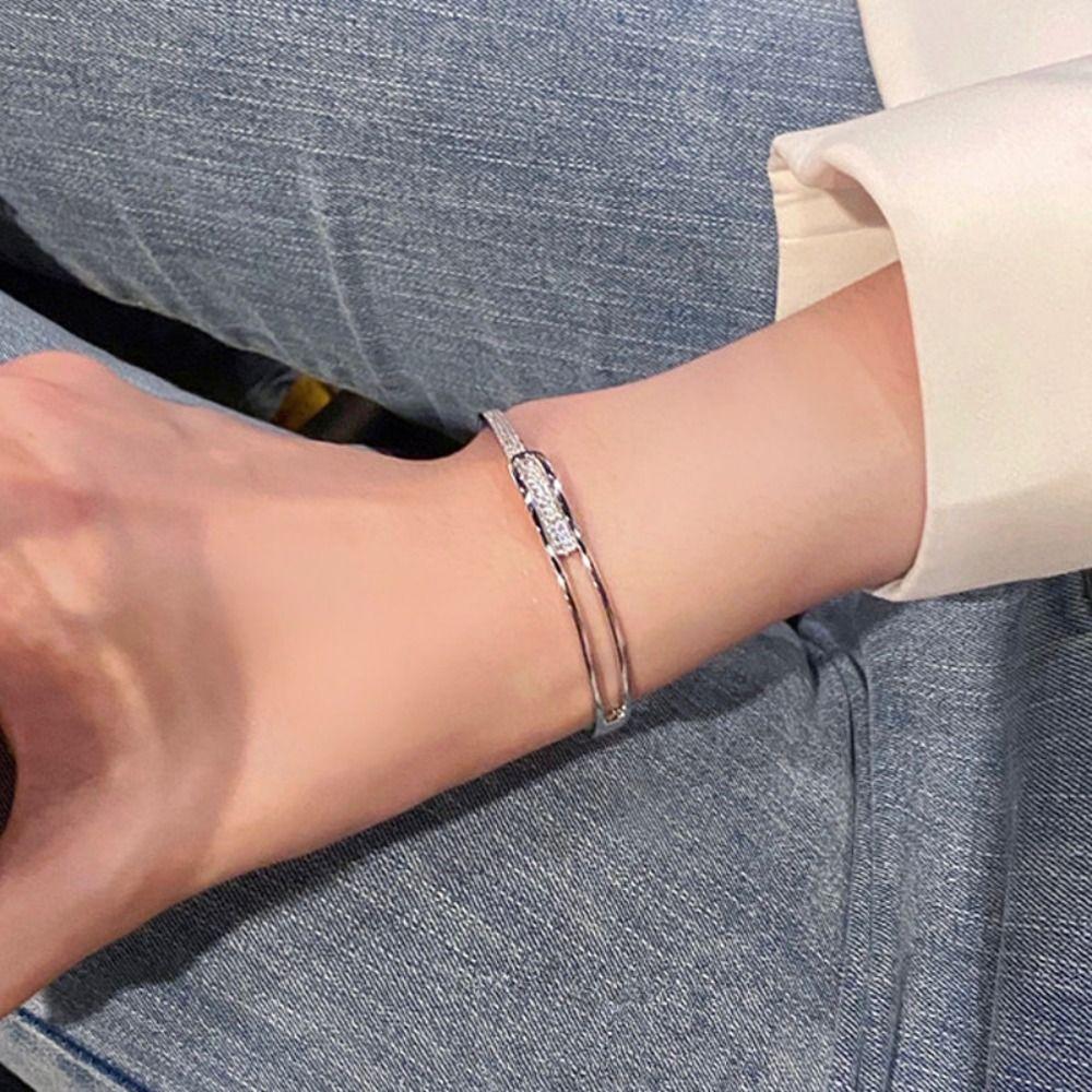 Set with Diamonds Opening Bangle Starry Sky Wrist Decoration Easy Matching Women Bracelet  Party