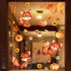 Golden Maple Leaf Window Sticker Autumn Pumpkin Fox Wall Sticker For Kids Room Decals Thanksgiving Autumn Wallpaper Home Decor