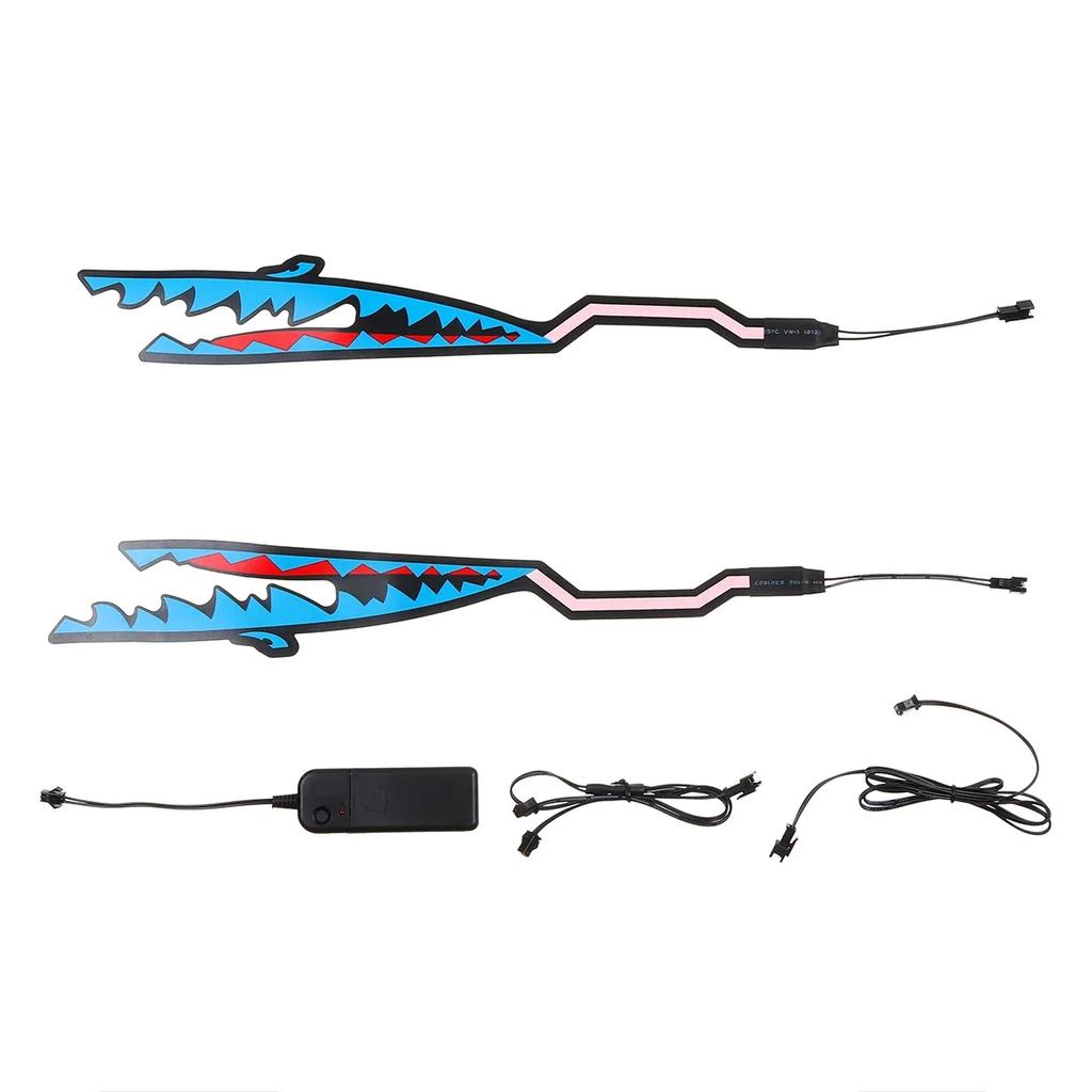 2 в 1 2 шт. светодиодная полоса для мотоциклетного шлема в стиле акулы, светящаяся ночью модифицированная наклейка