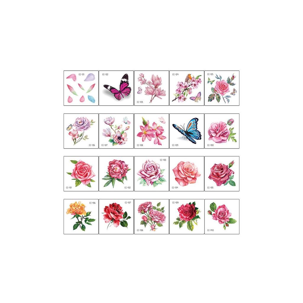 20/2 комплекта водонепроницаемых, но съемных временных татуировок с изображением милых животных и цветов