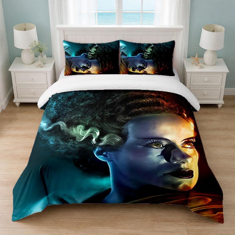 Bride of Frankenstein Bedroom 3Pcs Bedding Set Soft Bed Sheet Pillowcases Home Bedding Decoration