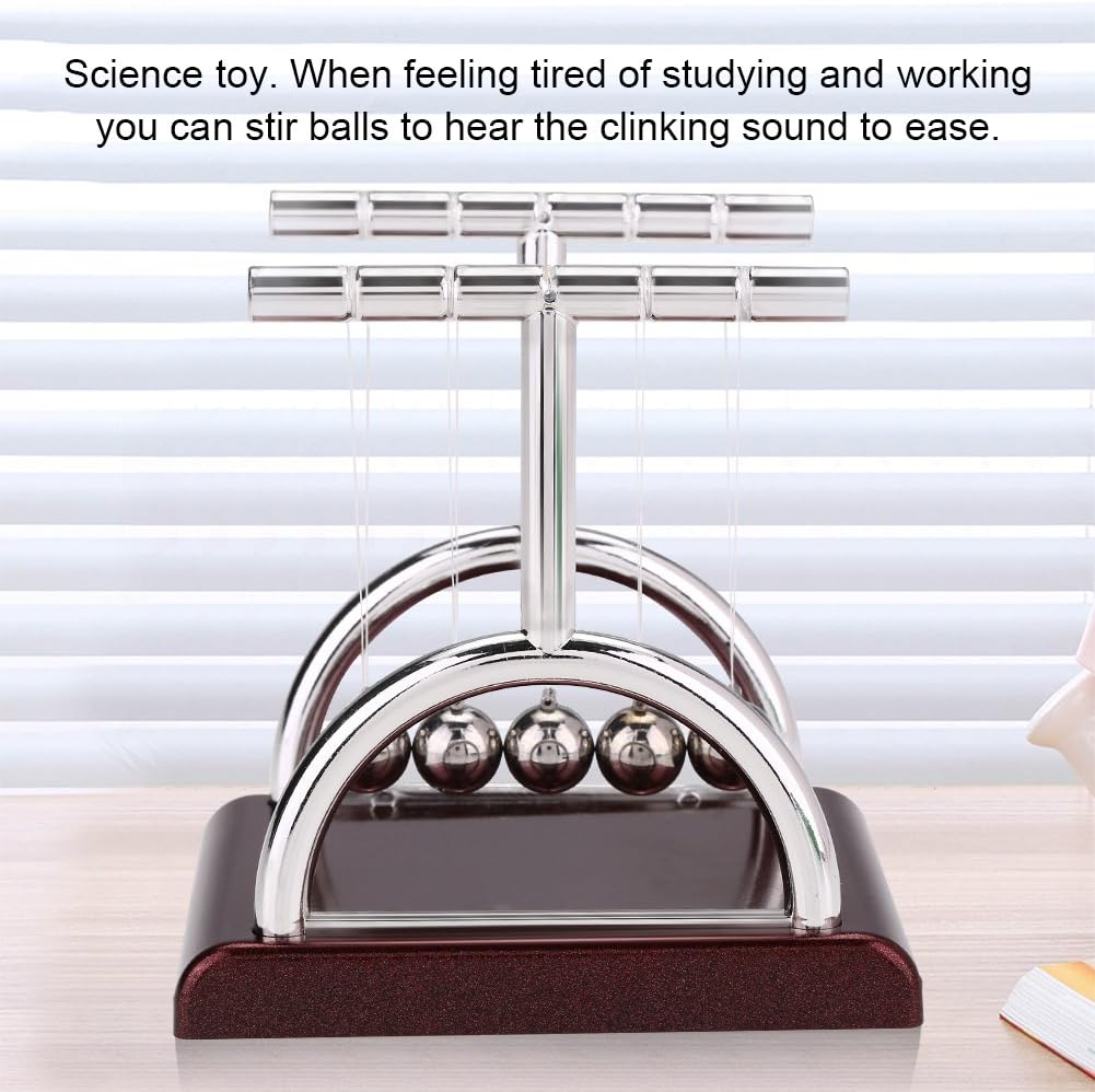 LetCart Newtons Cradle Balance Balls, T Shape Newton Pendulum, Science Physic Psychology Educational Kits, Stress Relief