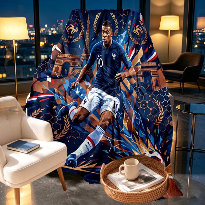 Kylian Mbappe Print Blanket - Soft & Comfortable, for Bedroom, Travel, Sofa, Home Decoration - Birthday Christmas Gift for Friend