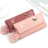Women Wallets Pom Pom Tassel Zipper Long Wallet Clutch Purse Coin Card Holder