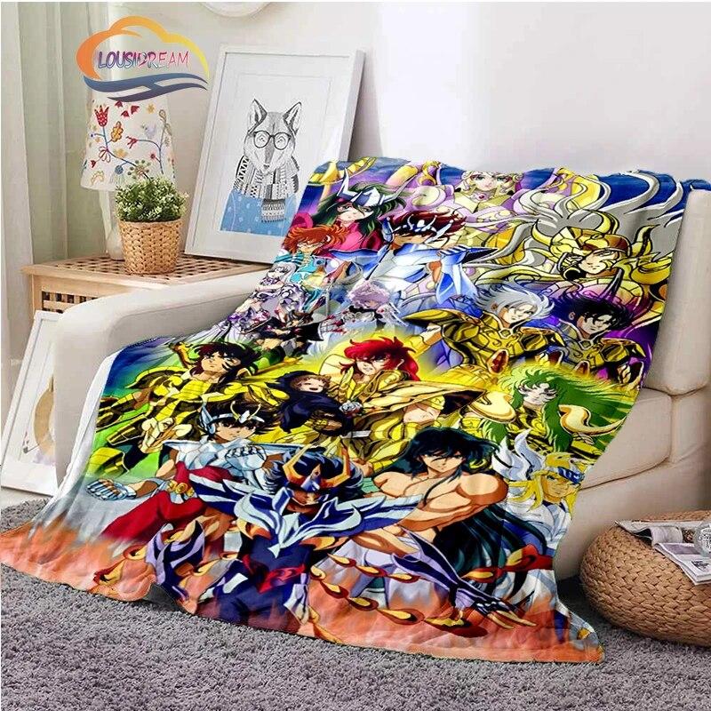 Classics Animated Character Seiya Patterned Wool Blanket Cartoon Saint Seiya Series Children Shawl and Sofa Super Soft