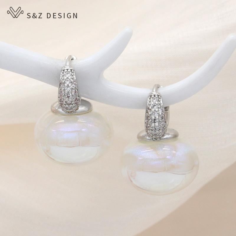 Модные разноцветные серьги-капельки с хлебными бусинами для женщин, свадебные украшения, подарок, серьги из розового золота с кубическим цирконием