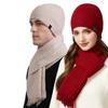 Autumn Winter Hat Scarf Two-Piece Set for Men Women Outdoor Cold-Proof Knitted Hat Big Head Cap