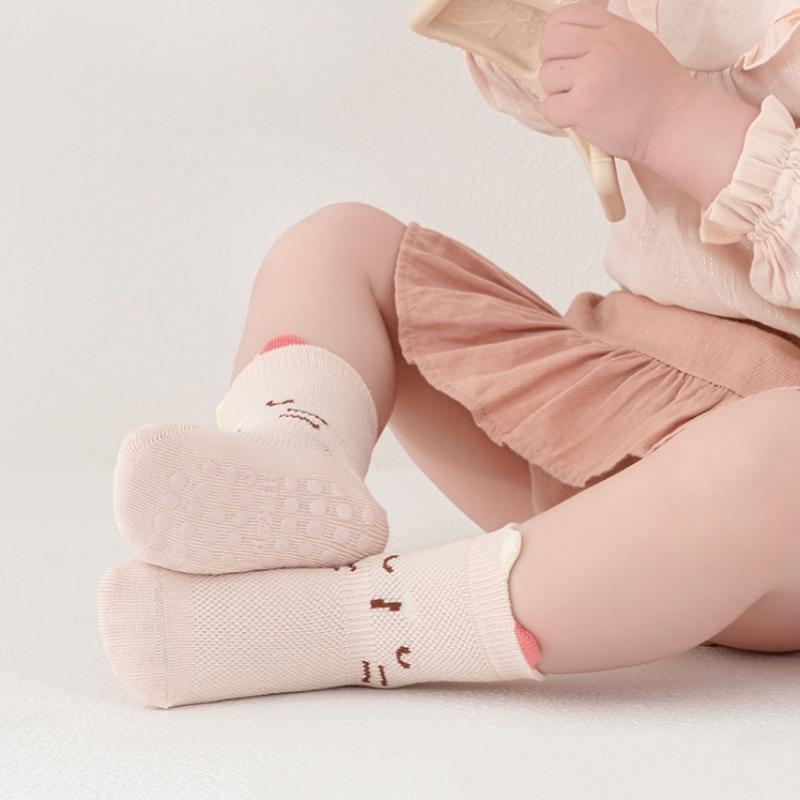 Детские сетчатые носки для новорожденных мальчиков и девочек с рисунком носки-тапочки дышащие нескользящие детские короткие носки-лодочки летние