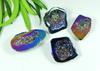 31-33 мм Радужный титановый аура агат друзы фантазийные россыпью драгоценные камни 4 шт лот SY-110