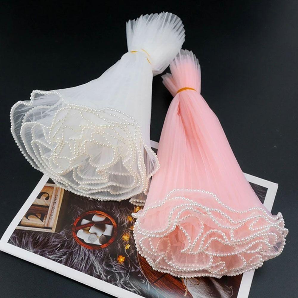 1Pcs Wave Yarn Flower Wrapping Cloth Pearl Lace Gift Packaging Paper  for Valentine's Day Wedding