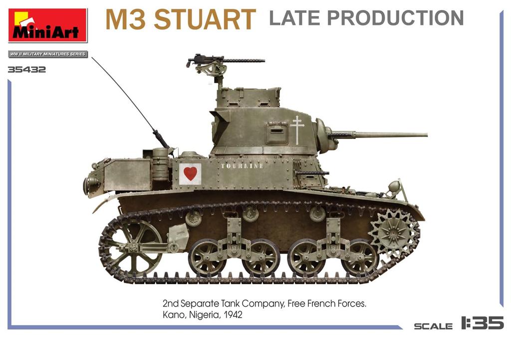 Miniart Легкий танк M3 Stuart Поздняя модификация Пластиковая модель MA35432 1/35