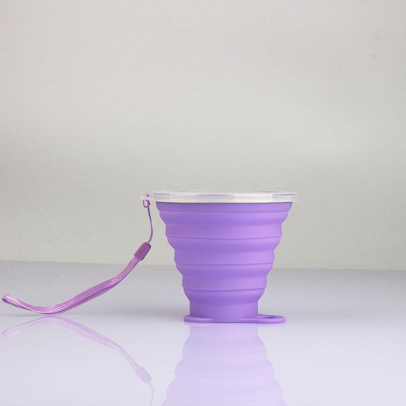 Silicone Folding Cup with Lid Retractable Kettle Lightweight to Carry Outdoor Use Travel Environment-Friendly Cup Gift Cup