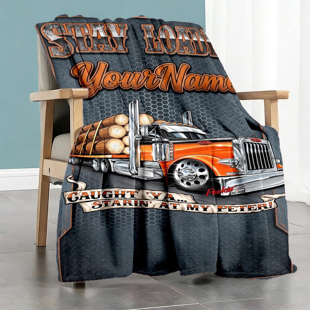 Peterbilt Heavy Trucks Personalized Name Blanket Lightweight Personalized Blanket Durable Comfort for Bed Couch Livingroom Bedding