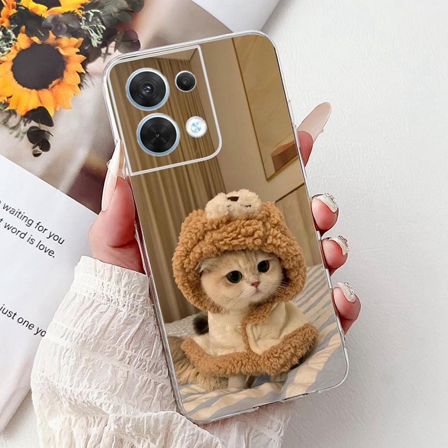 For OPPO Reno 8 Case CPH2359 Cover Cute Cartoon Cat Carp Lion Soft Silicone Shockproof Bumper For OPPO Reno8 Pro 5G CPH2357 Capa